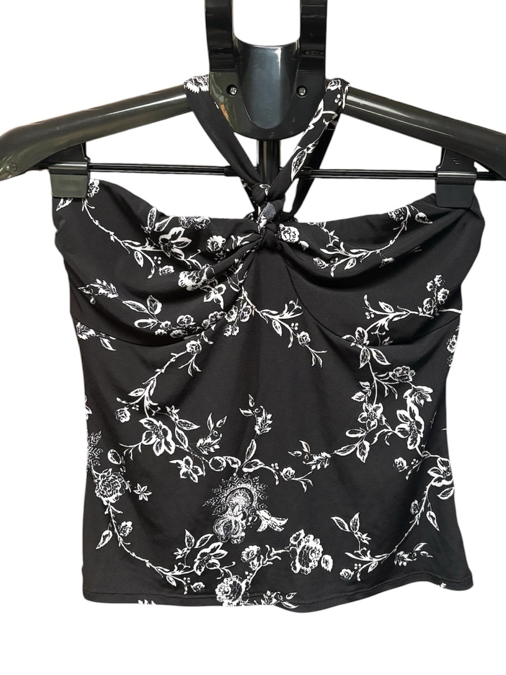 Ripe Clothing Company Black Floral Halter Top, M